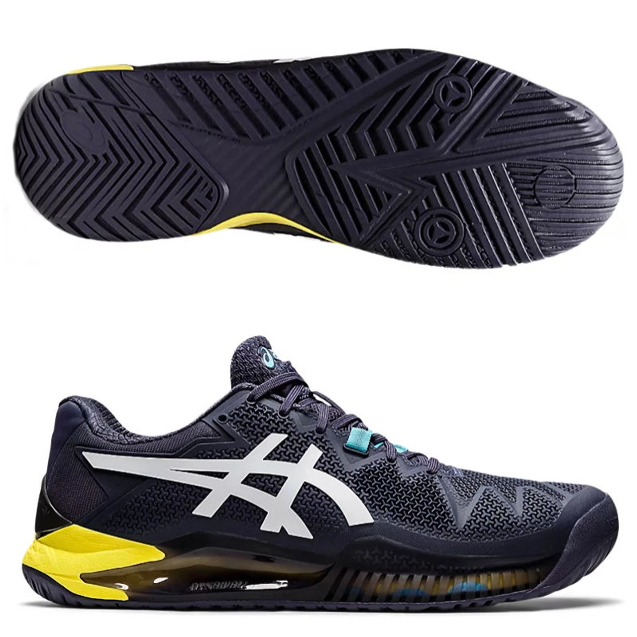 Asics Gel Resolution 8 Men, Blue/Yellow 3 Asics Gel Resolution 8 Men, Blue/Yellow