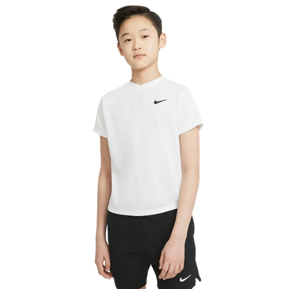 NikeCourt Dri-Fit Victory Boy's White Tennis Shirt 3 NikeCourt Dri-Fit Victory Boy's White Tennis Shirt - Image 2