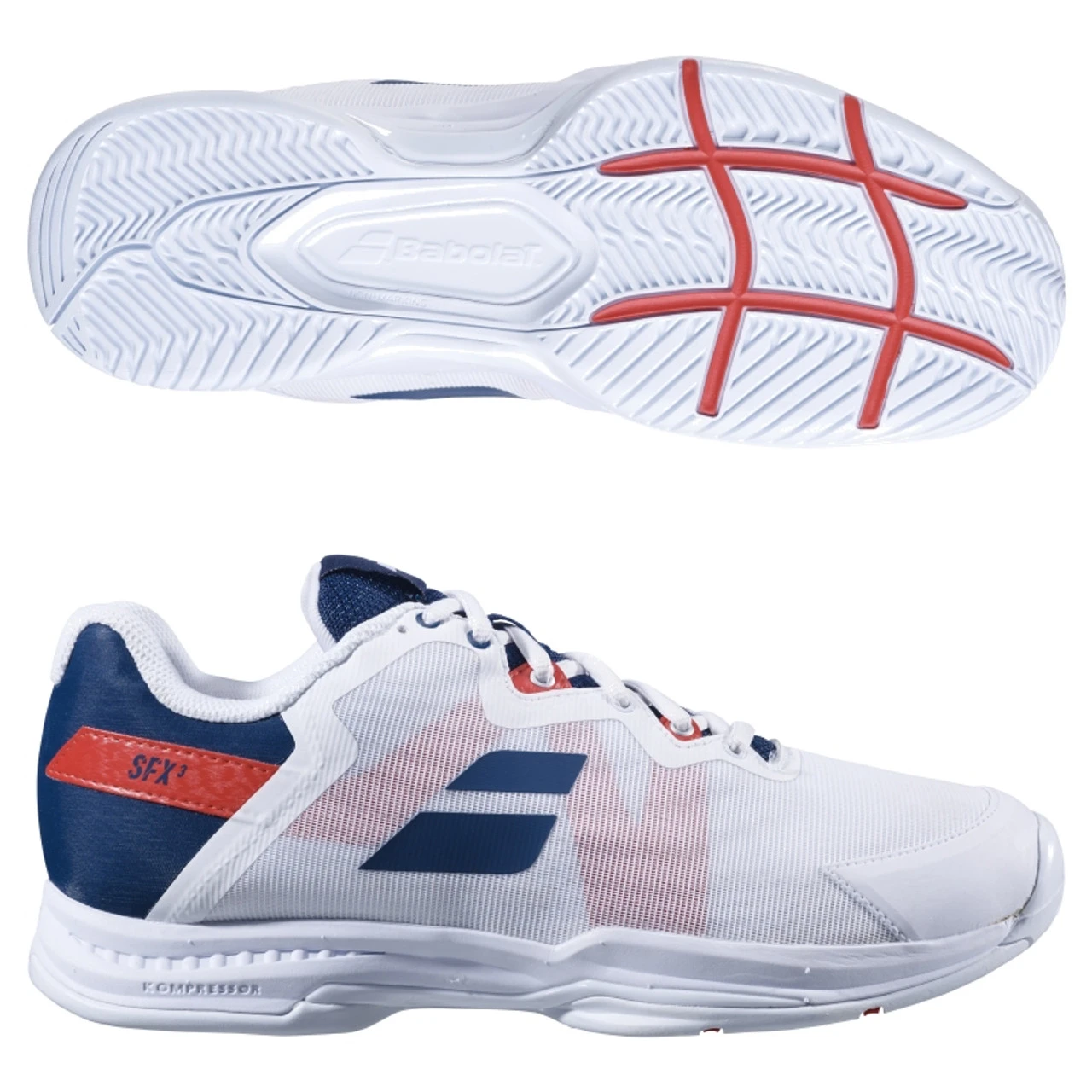 Babolat SFX3 All Court Men's, White/Estate Blue (WIDE FIT) 3 Babolat SFX3 All Court Men's, White/Estate Blue (WIDE FIT)