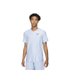 Nike Men's Court Dri-FIT Advantage Aluminum & Black Tennis Polo