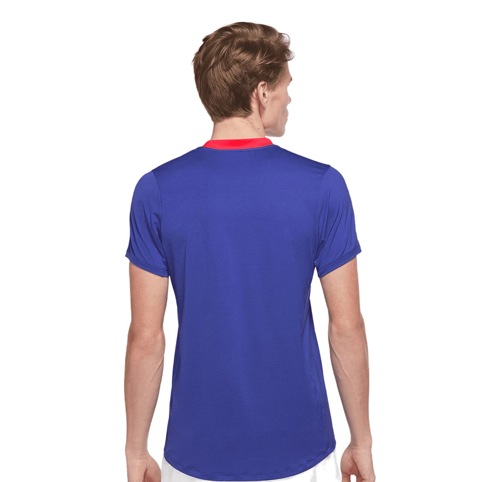NikeCourt Dri-FIT Advantage Men's Lapis, Crimson, And White Tennis Top 4 NikeCourt Dri-FIT Advantage Men's Lapis, Crimson, And White Tennis Top - Image 2
