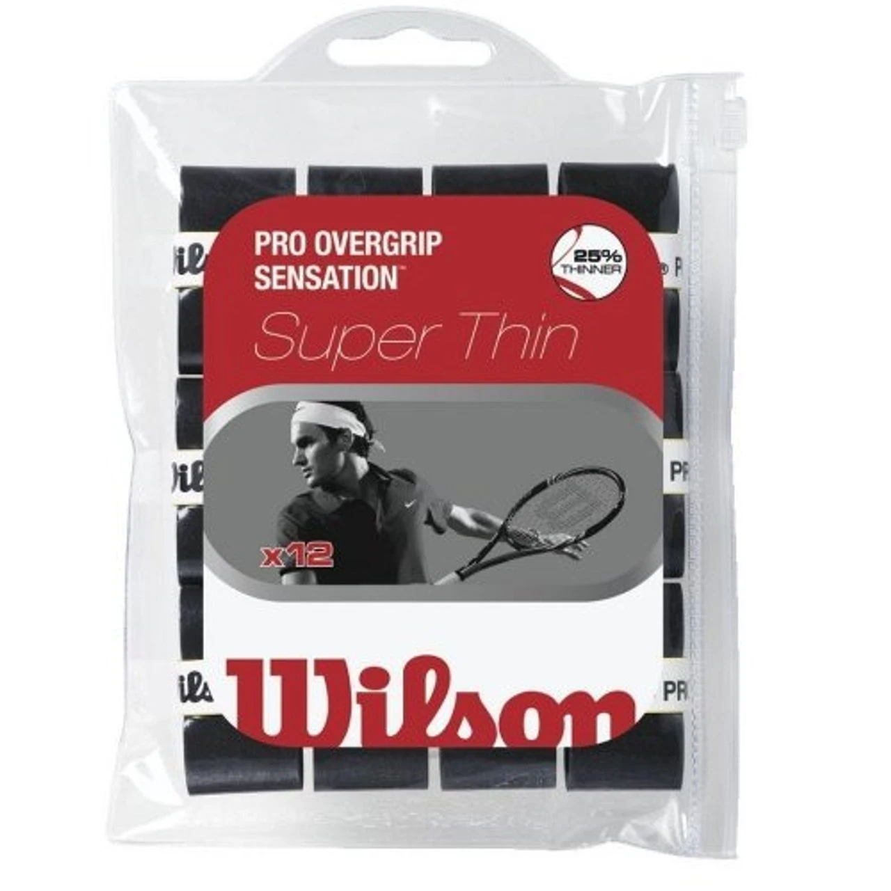 Wilson Pro Overgrip Sensation, 12 Pack Black 3 Wilson Pro Overgrip Sensation, 12 Pack Black