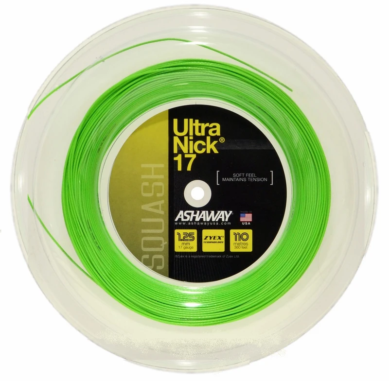Ashaway UltraNick 17 Squash String Green Reel 3 Ashaway UltraNick 17 Squash String Green Reel